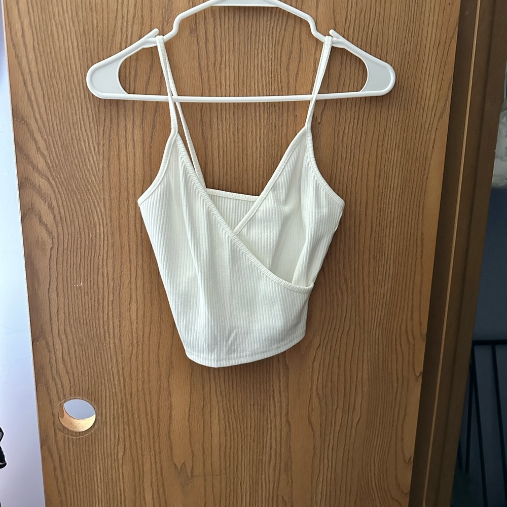 White Women's Wrap Crop Top